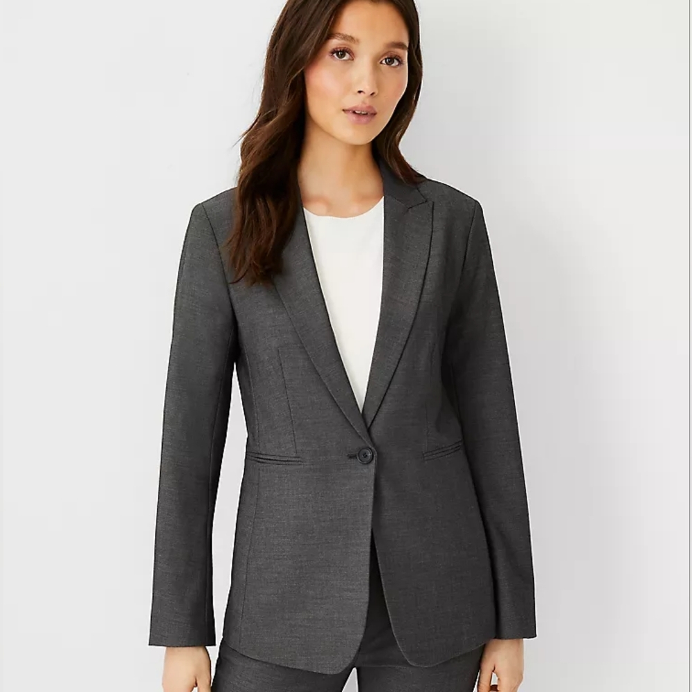 Ann Taylor Long One-Button Bi-Stretch Blazer NWT